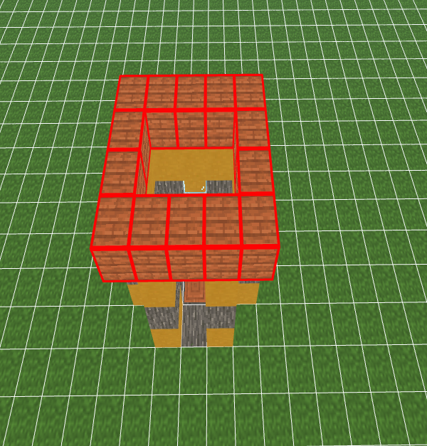 マイクラで村人の家を作る建築手順を記したスクリーンショット（ステップ6）